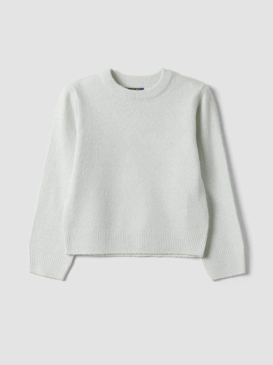 White stretch crew-neck top_0