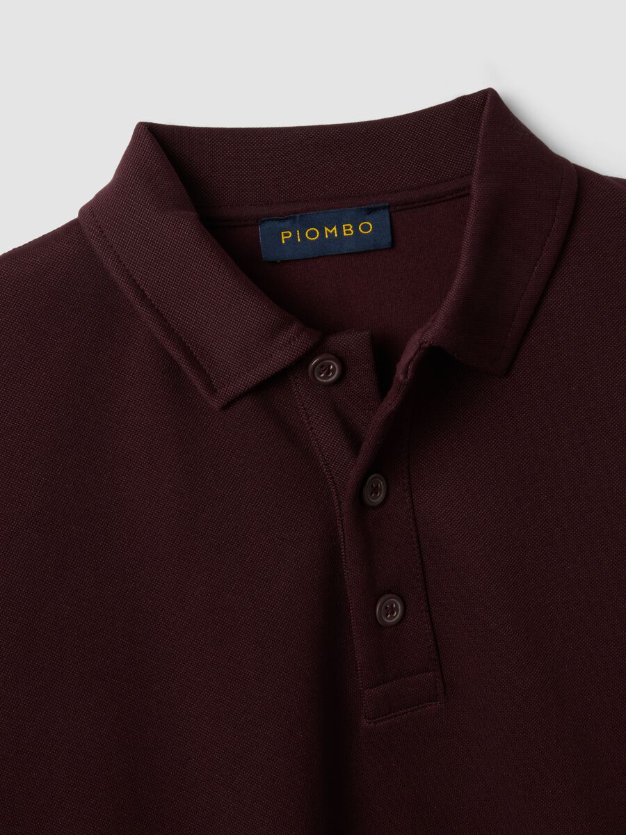 Brown stretch polo-collar sweatshirt, relaxed fit_5