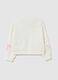 White regular fit cotton sweatshirt for girls with hearts_1