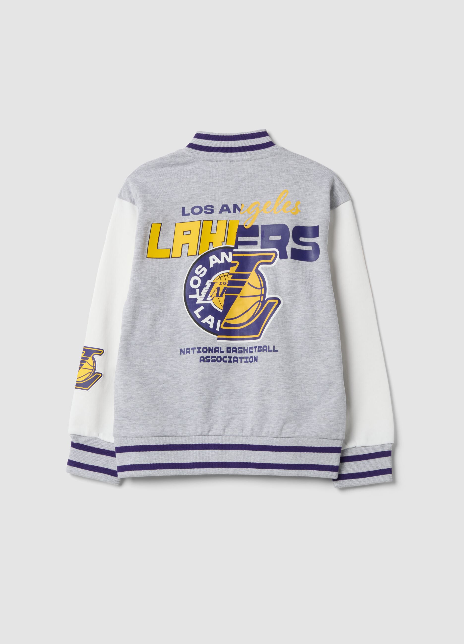 Grey marl pure cotton hoodie with Lakers print