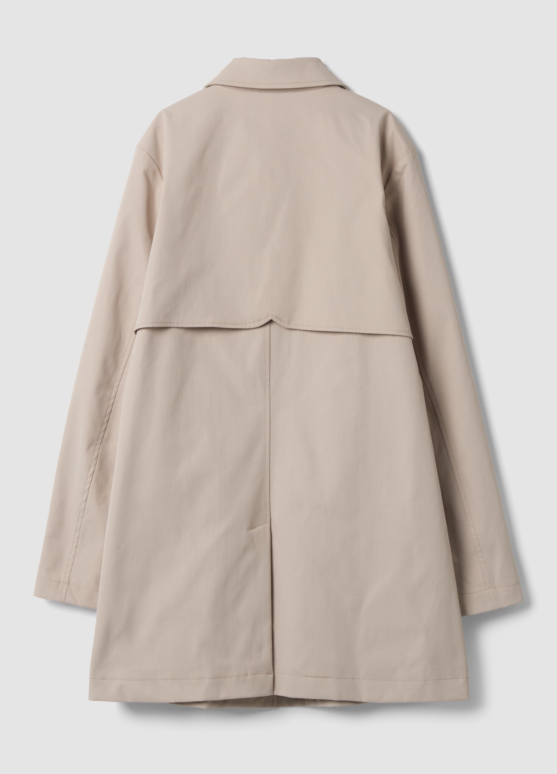 Beige regular-fit parka with buttons and slanted pockets