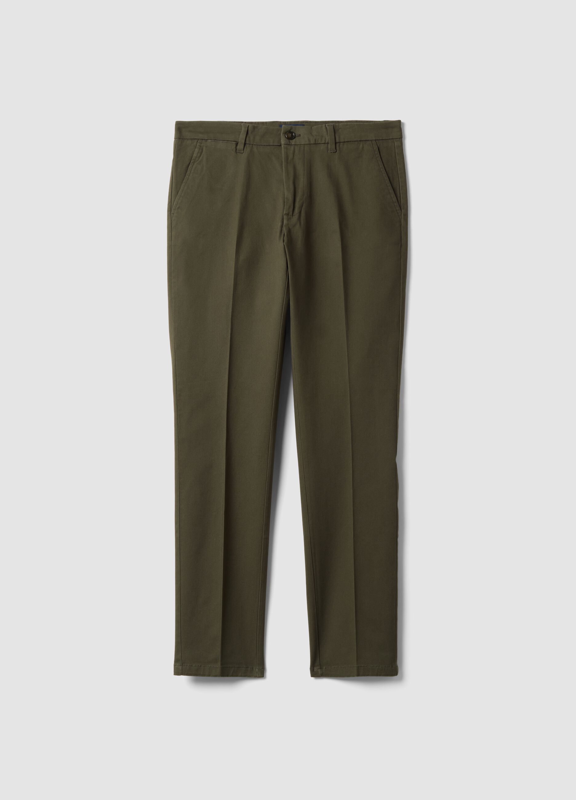 Green slim-fit stretch cotton twill chino trousers