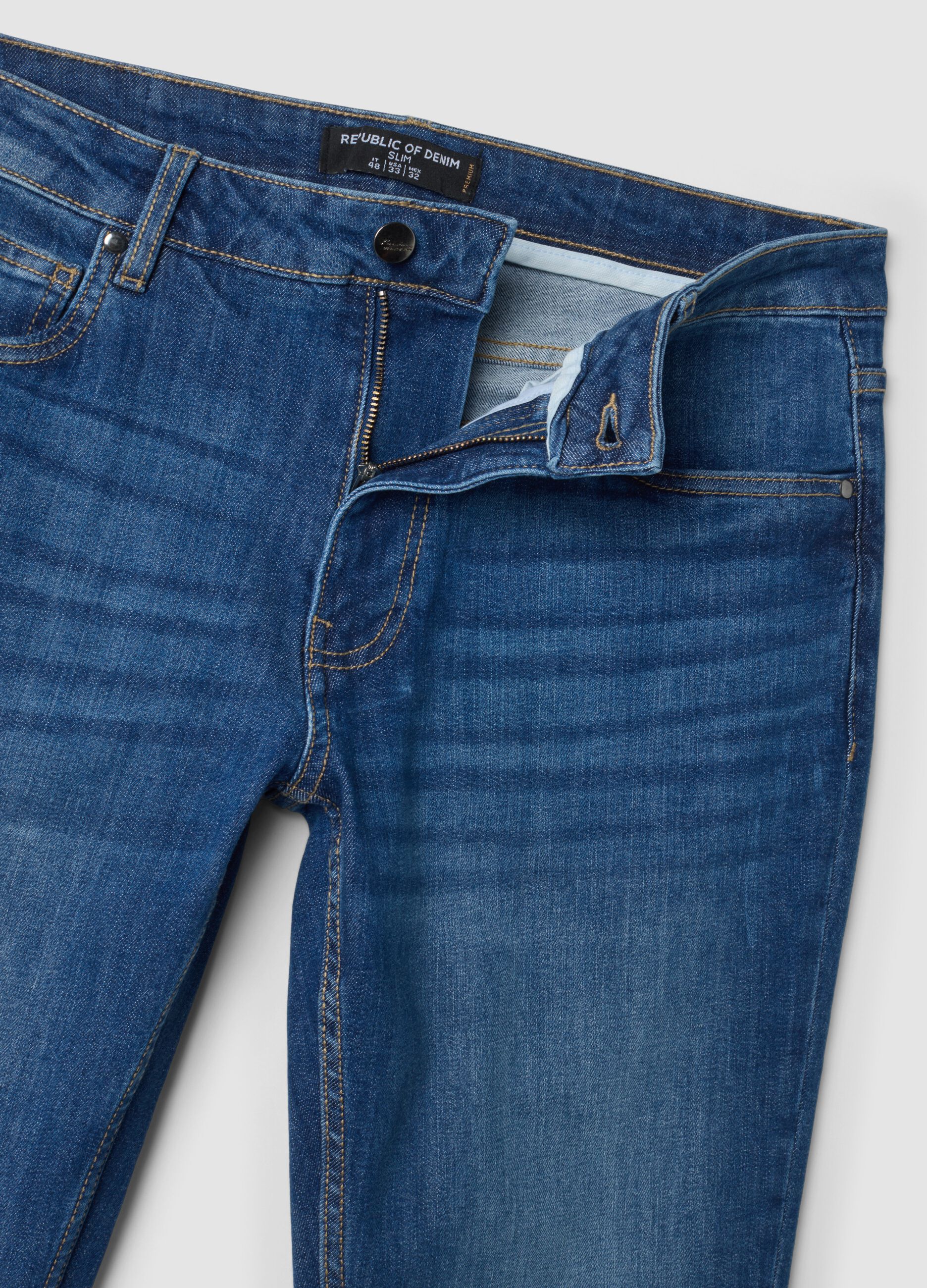 Jeans blu in cotone elasticizzato slim fit