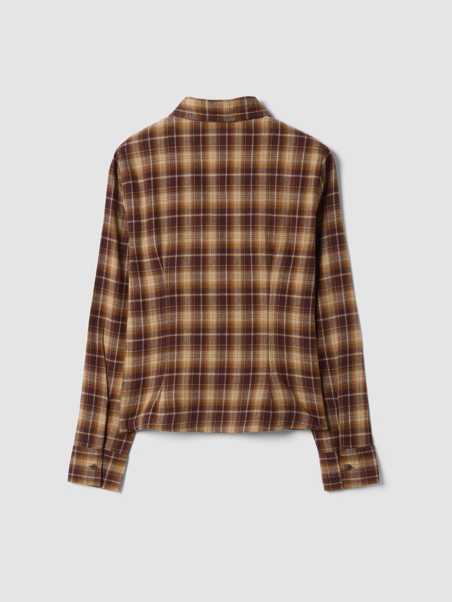 Brown checked pure cotton shirt_2