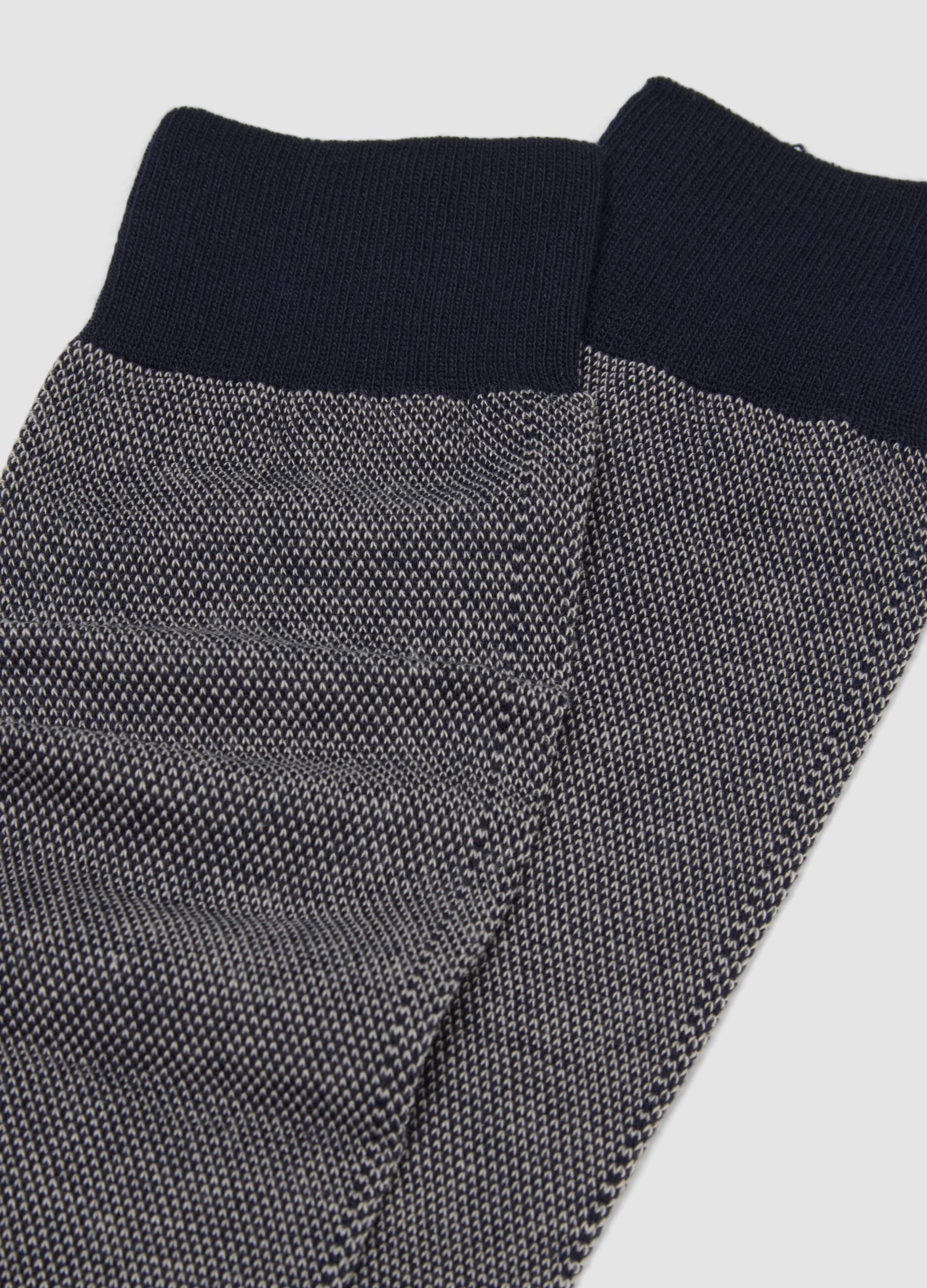 Navy blue long stretch cotton socks