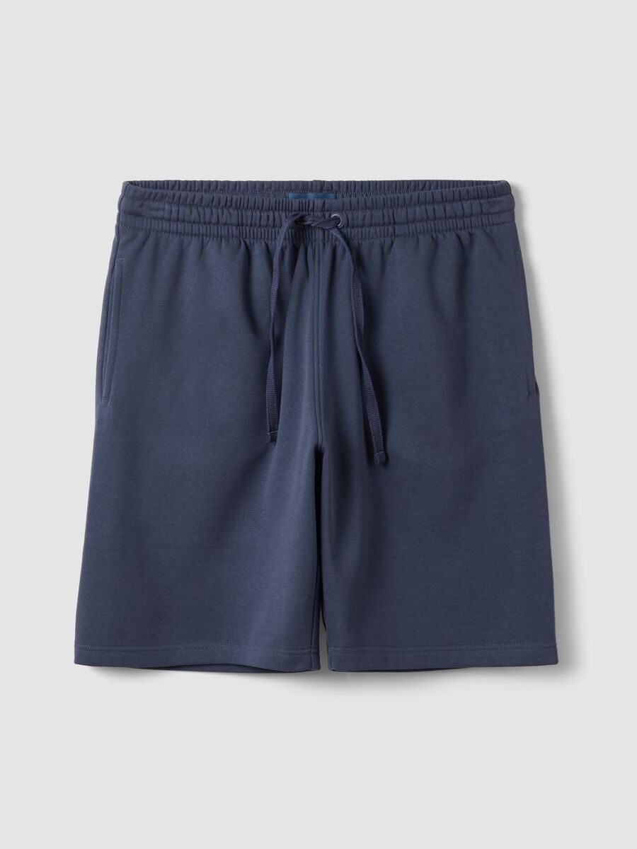 Grey cotton-blend shorts with elasticated waist, regular fit_4