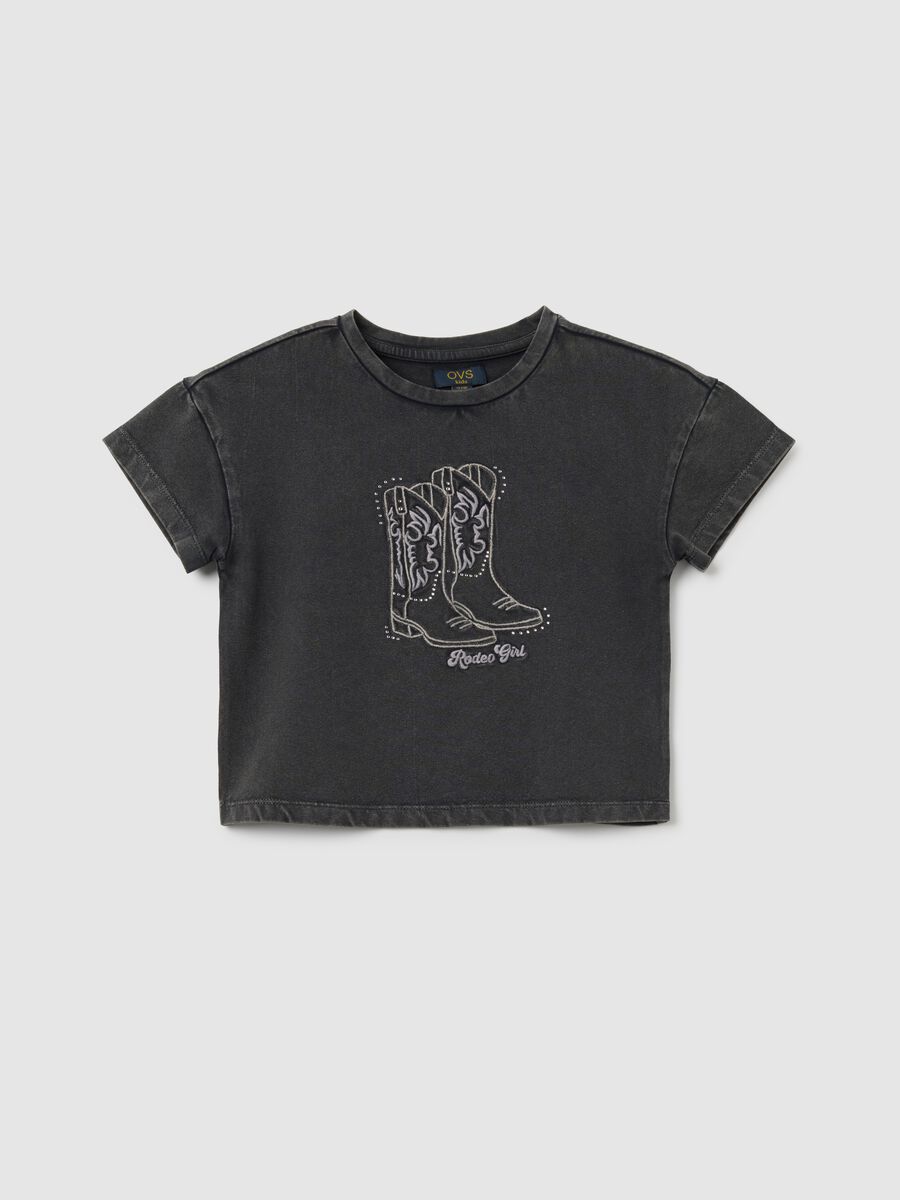 Girls' grey stretch cotton t-shirt_0