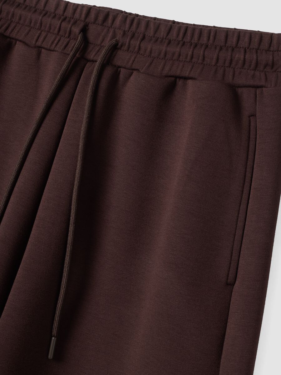 Brown wide-leg trousers in stretch modal with drawstring_1