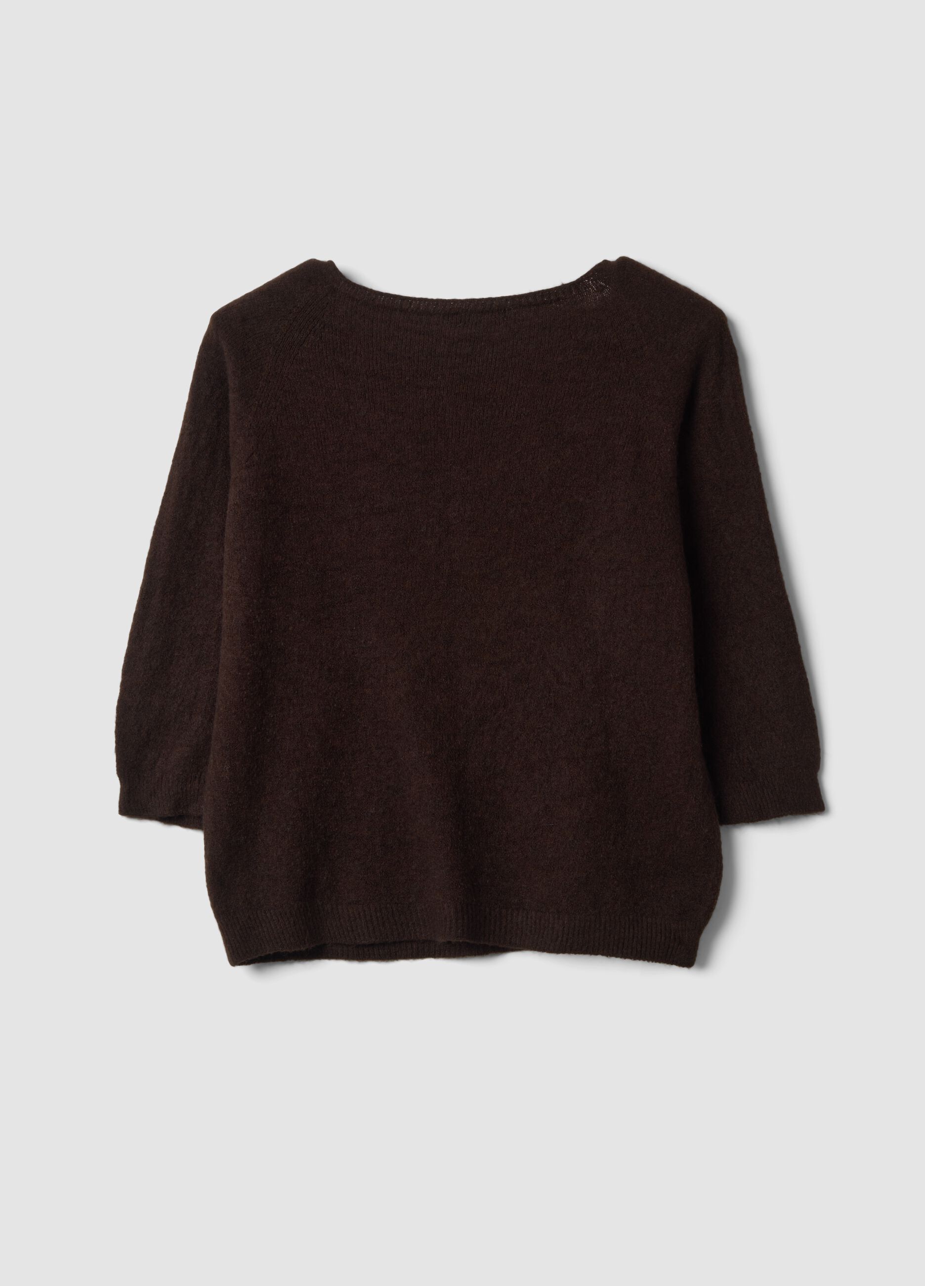 Brown V-neck jumper, regular fit