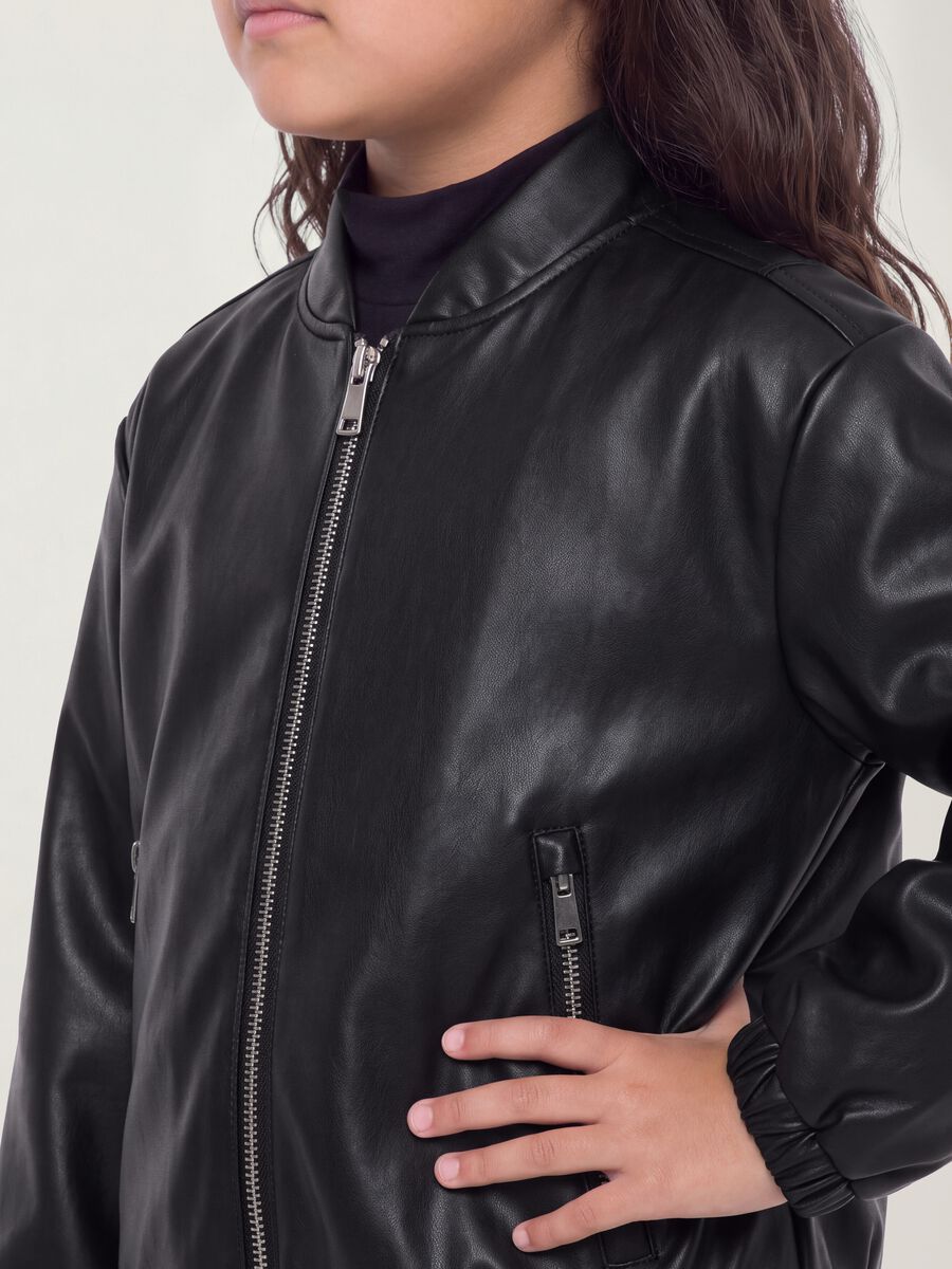 Black zip-up jacket, regular fit, for girls_2