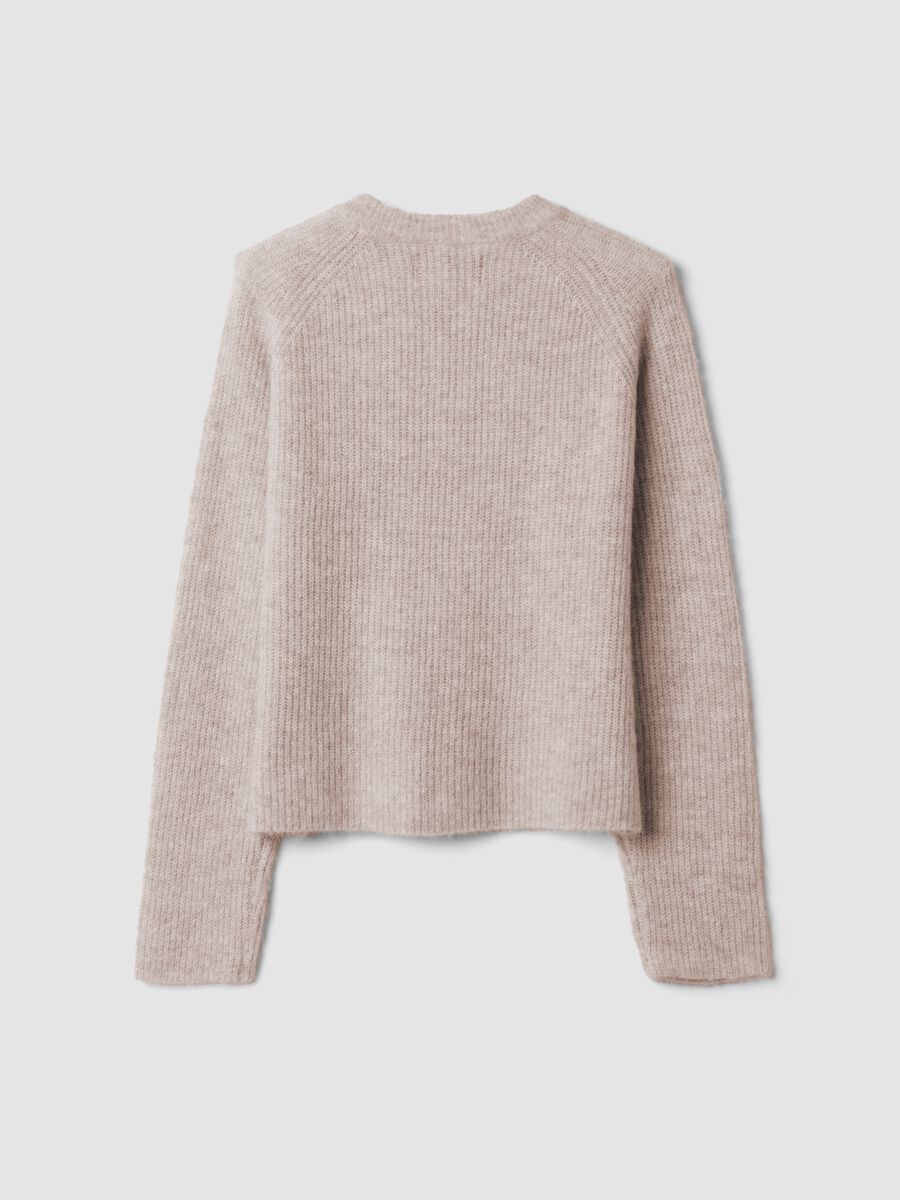 Beige stretch wool and alpaca crew-neck jumper_6