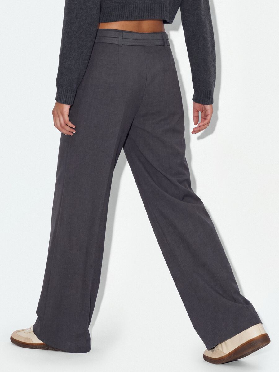Grey formal stretch-viscose trousers with belt_2