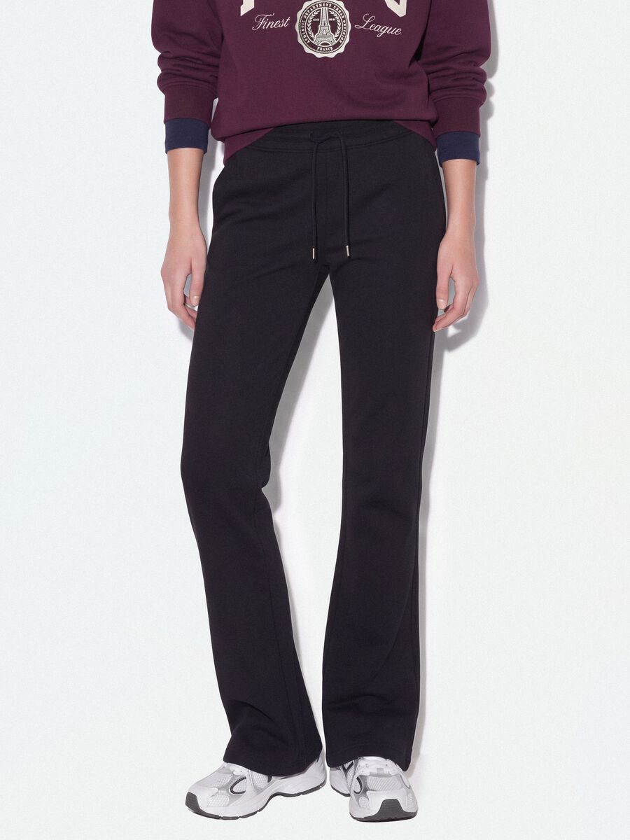 Blue flared joggers in stretch organic cotton_1
