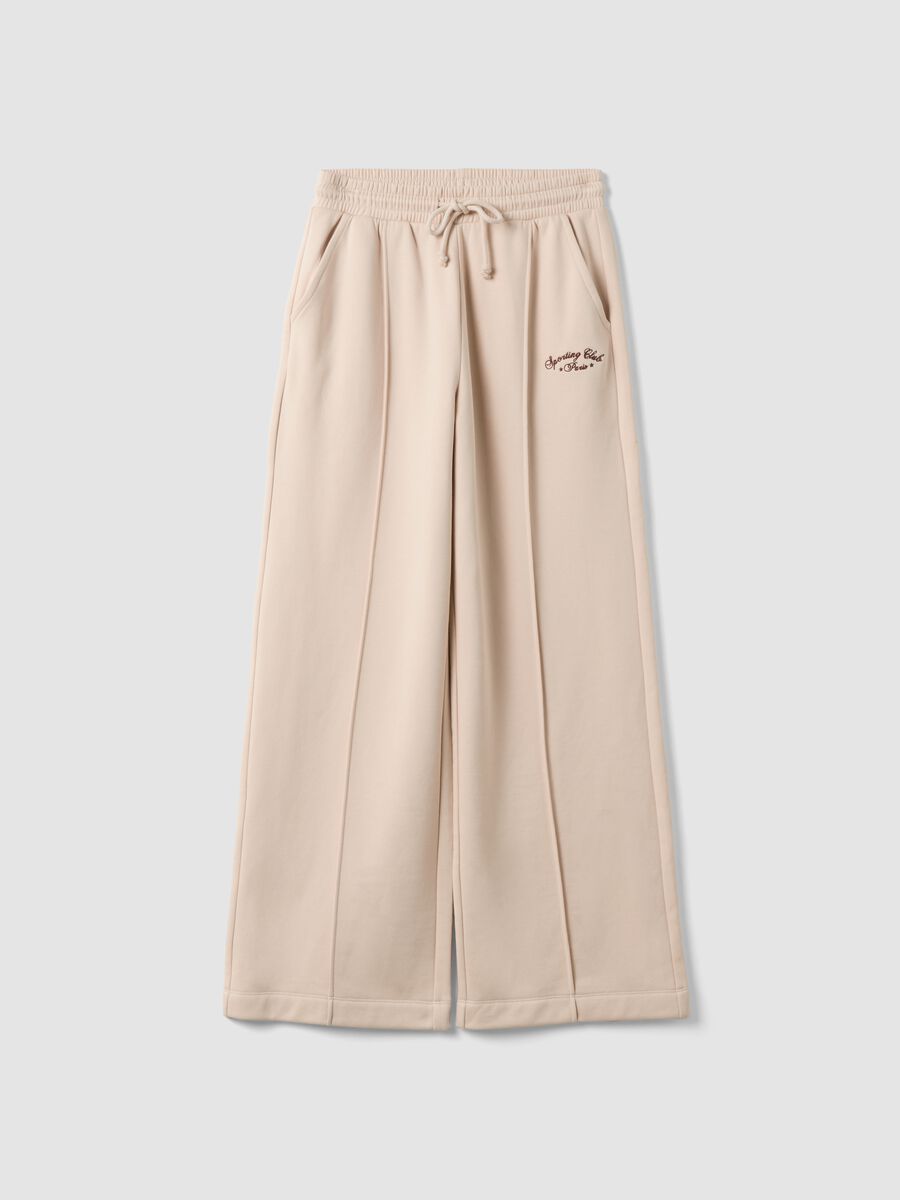 Beige cotton-blend straight-fit joggers_0