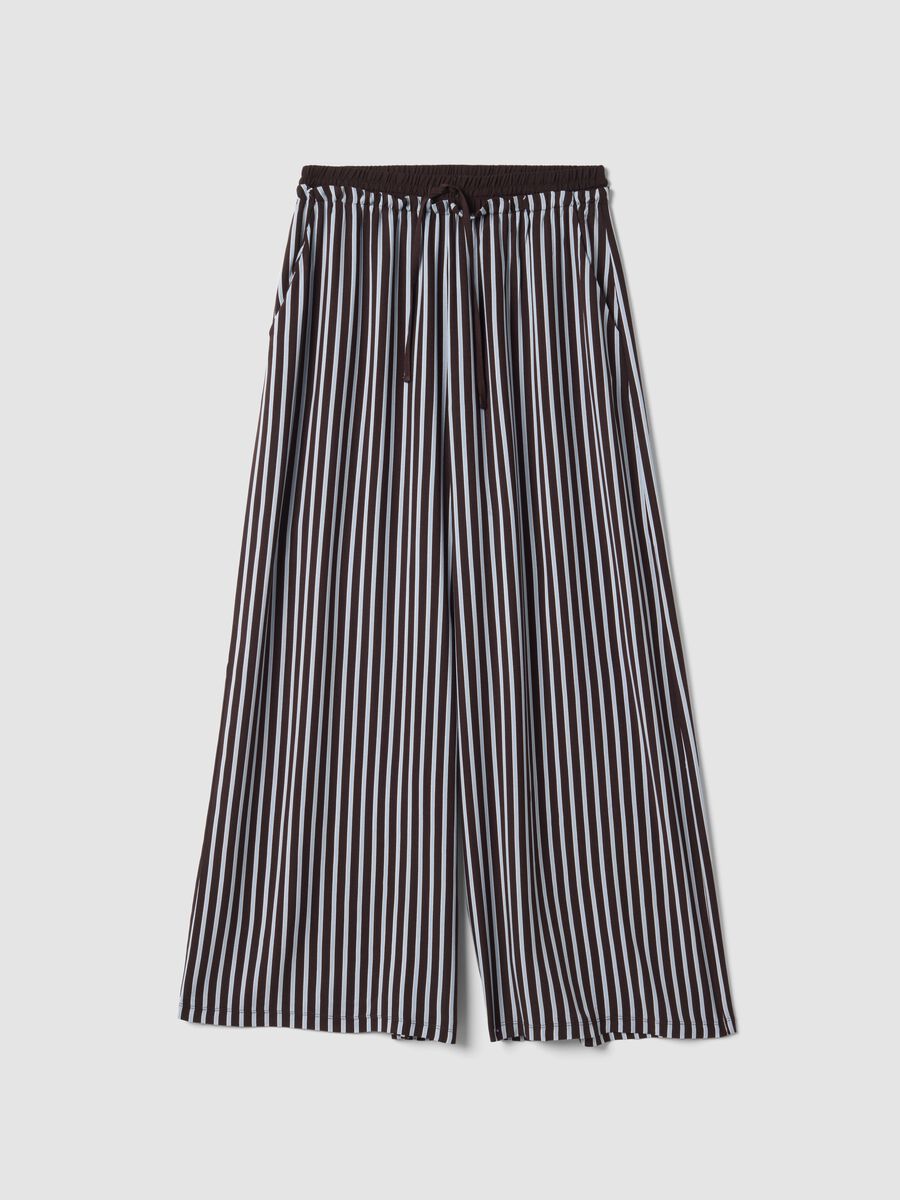 Brown striped pure viscose pyjama bottoms_0