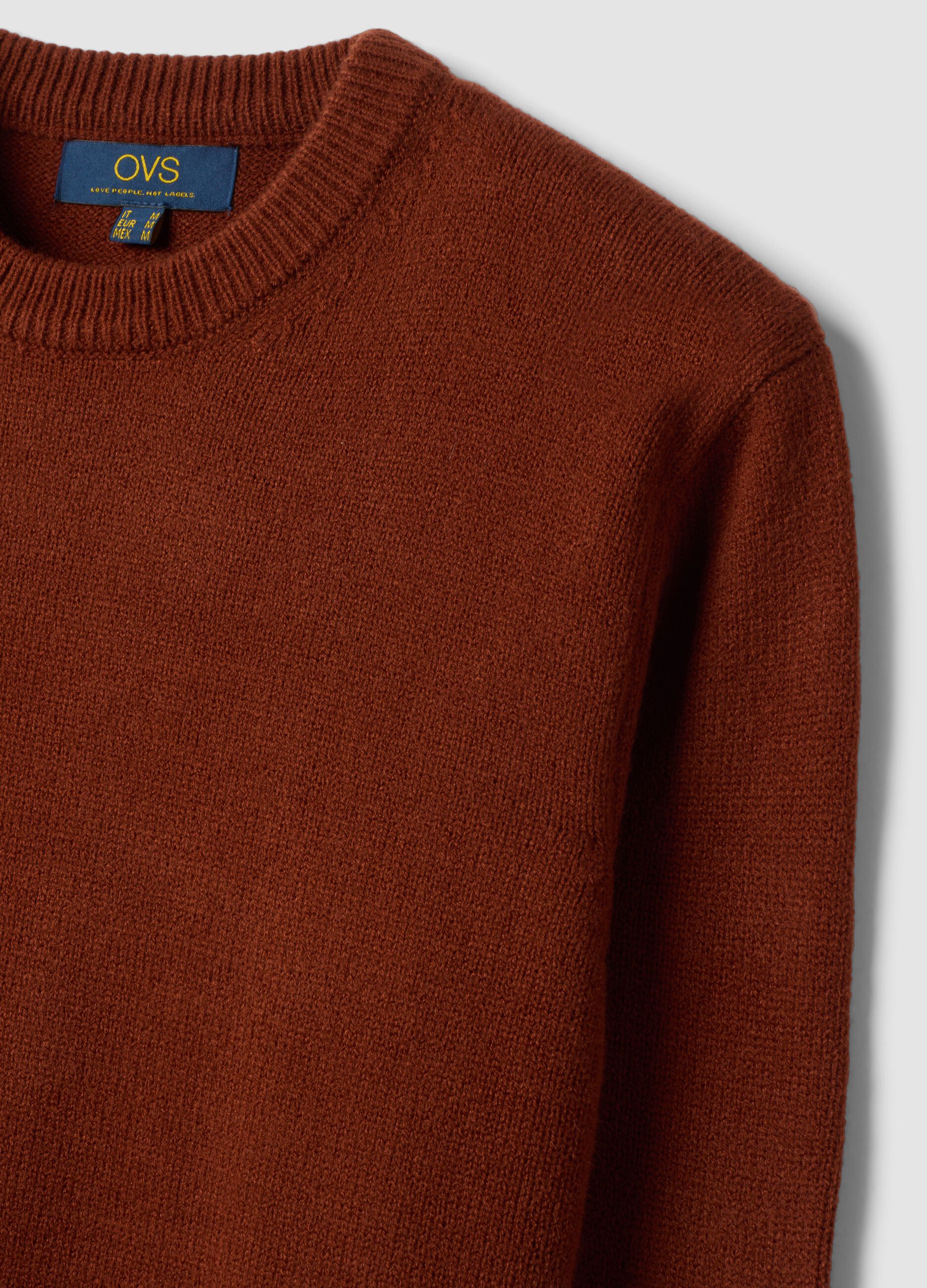 Maglia marrone girocollo in jersey knit regular fit