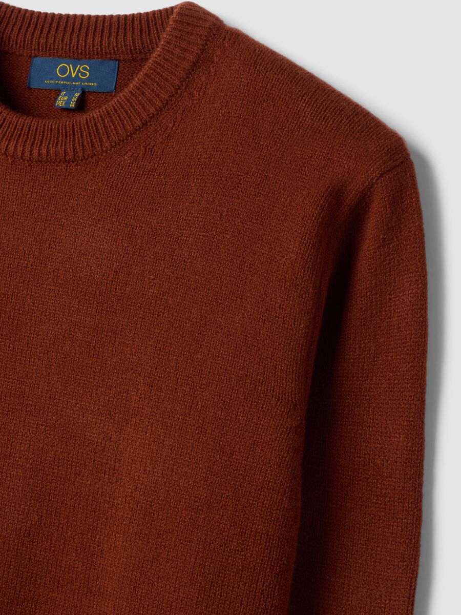 Maglia marrone girocollo in jersey knit regular fit_5