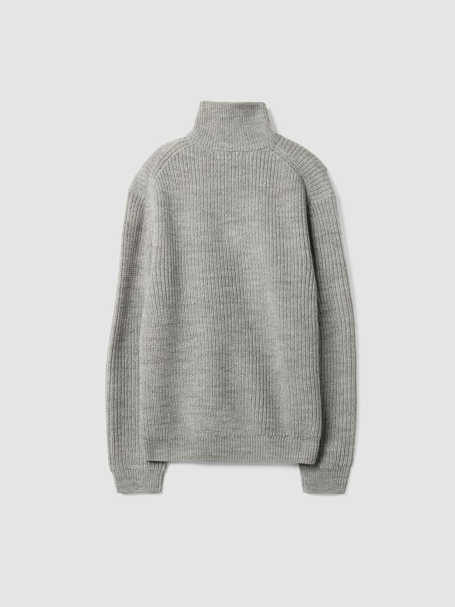 Light grey wool-blend jumper with collar, regular fit_6
