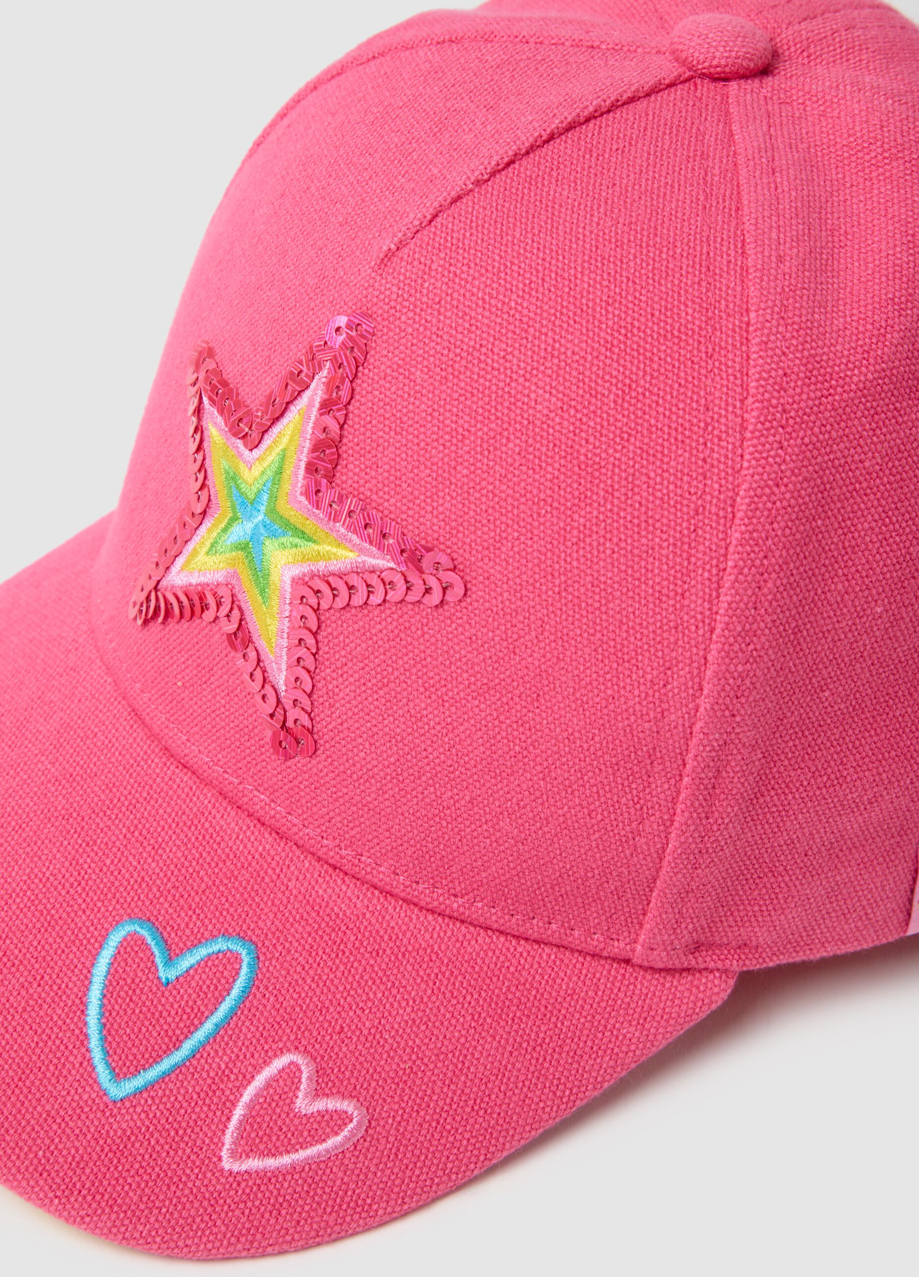 Girls' Pink Pure Cotton Hat with Embroidered Star