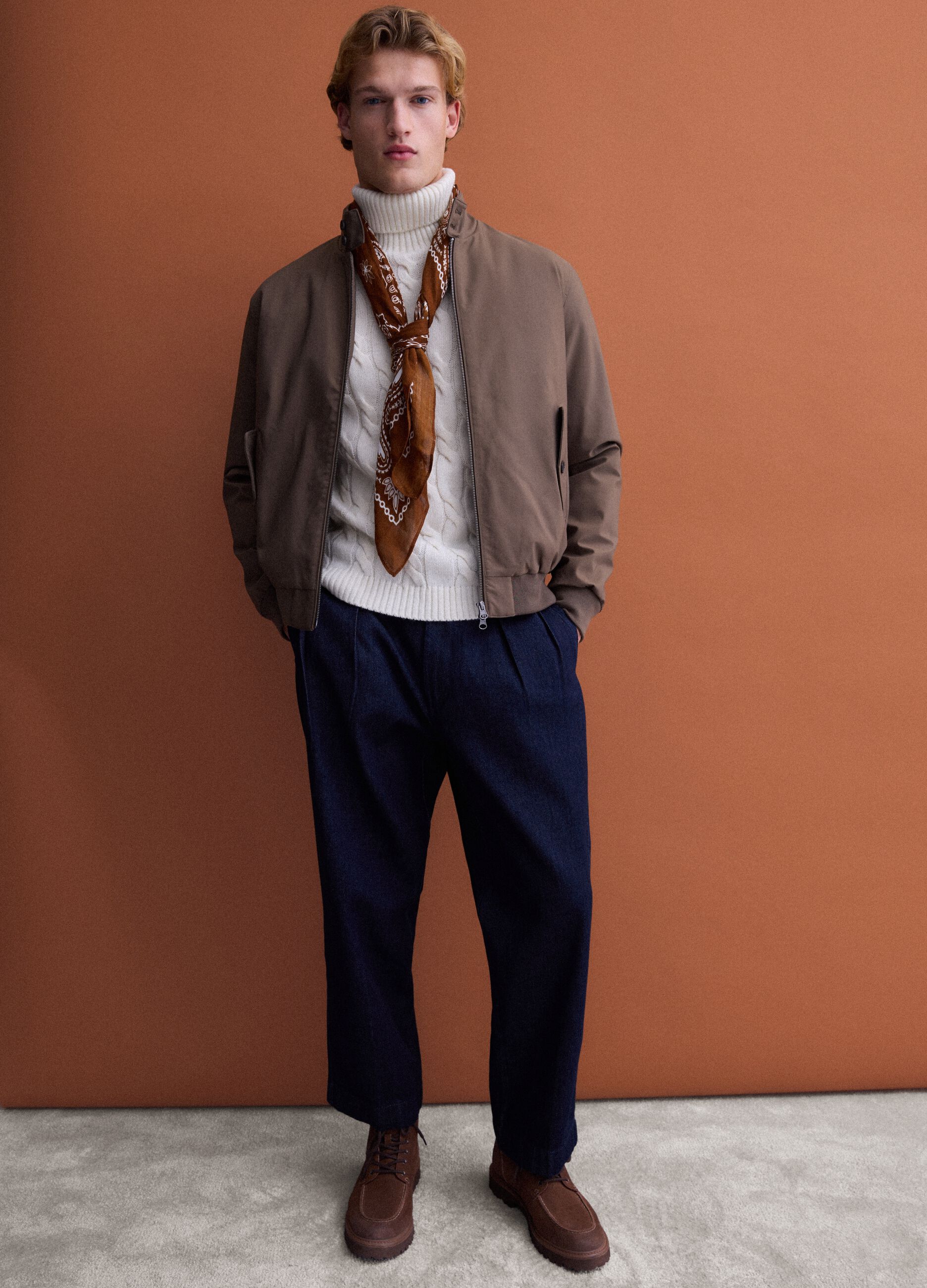 Jeans chino blu in puro cotone baggy fit
