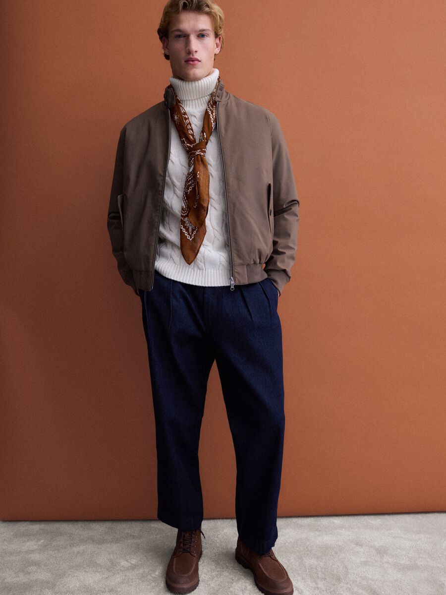 Jeans chino blu in puro cotone baggy fit_0