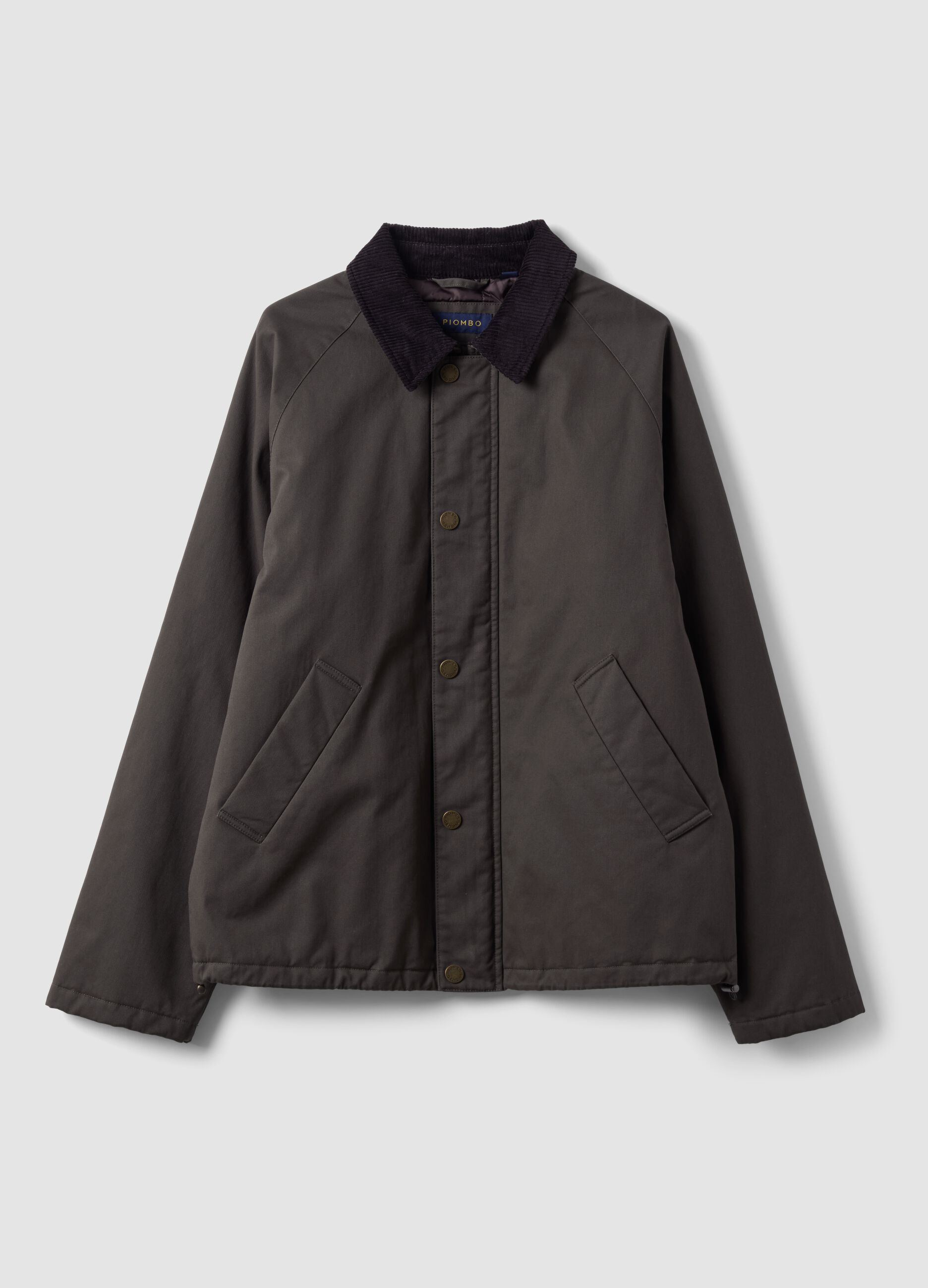 Green pure cotton jacket with velvet collar