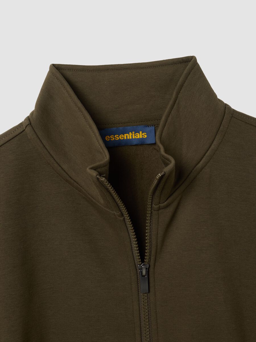 Green cotton-blend regular-fit sweatshirt with zip and crew neck_1