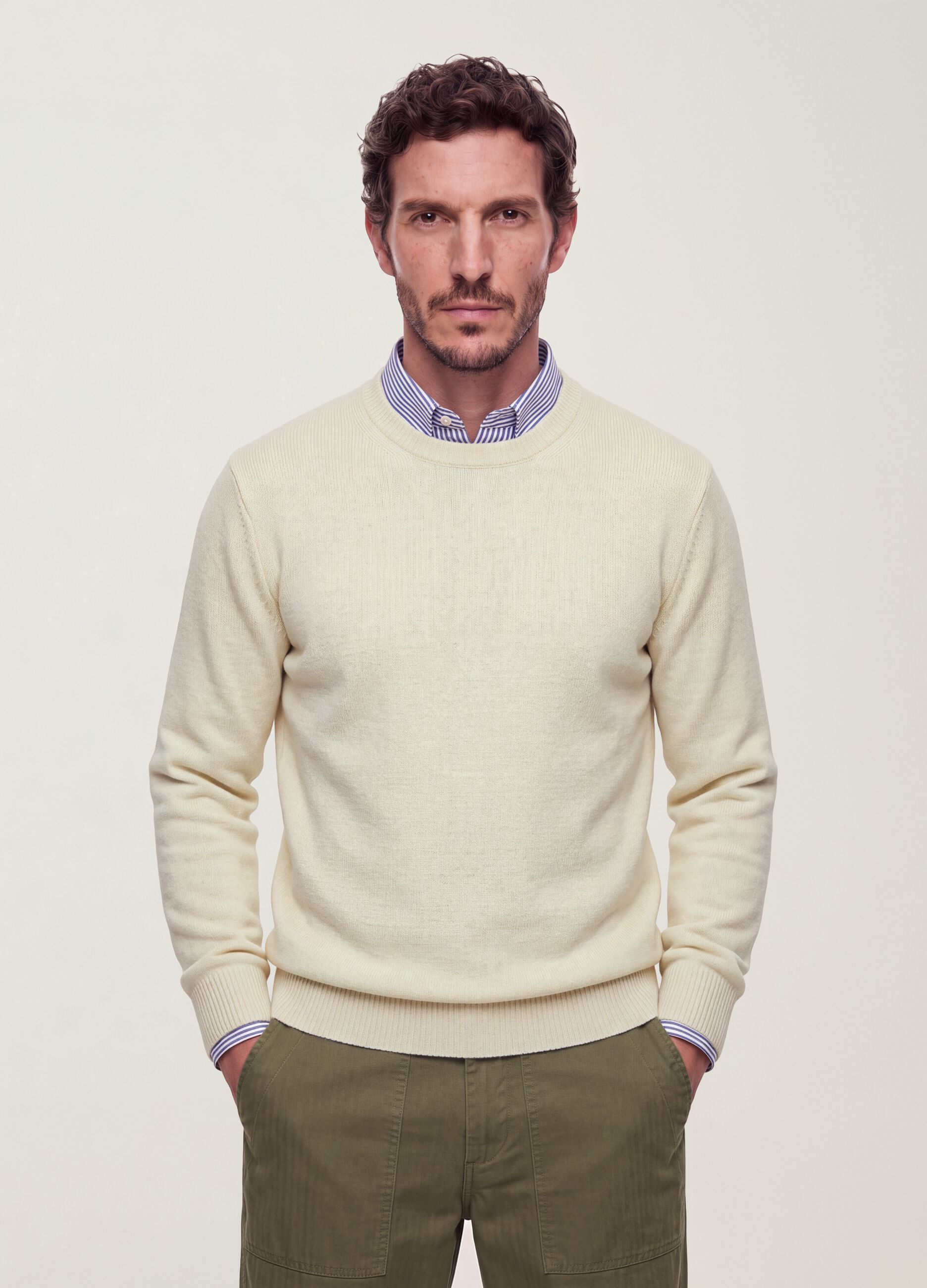 Maglia bianca girocollo in jersey knit regular fit