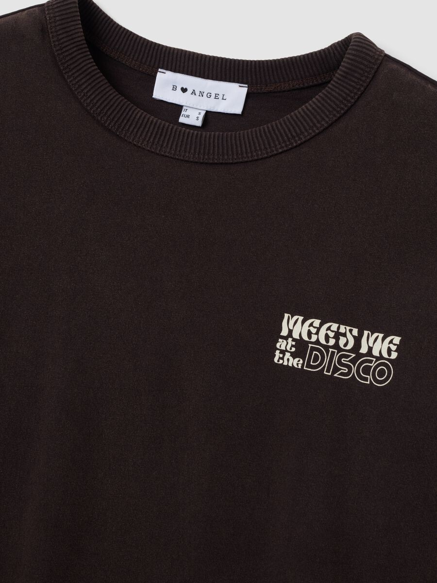 Grey pure cotton oversized T-shirt with chest slogan_6