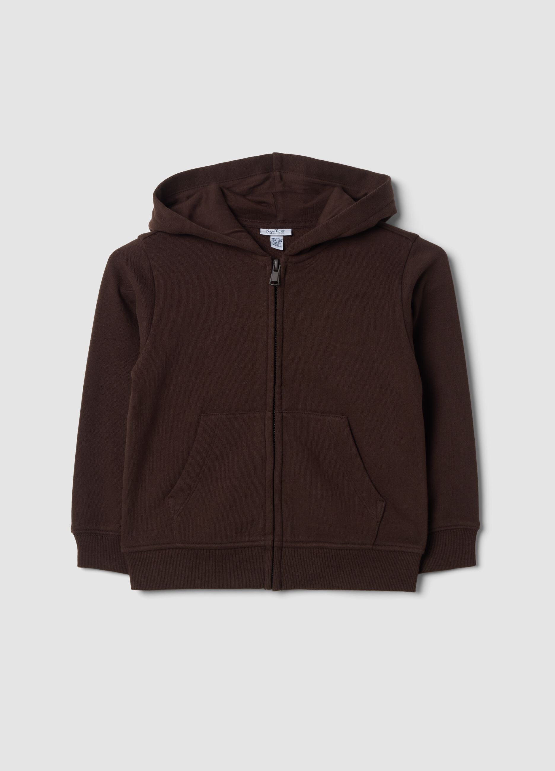 Felpa marrone con cappuccio in puro cotone organico regular fit