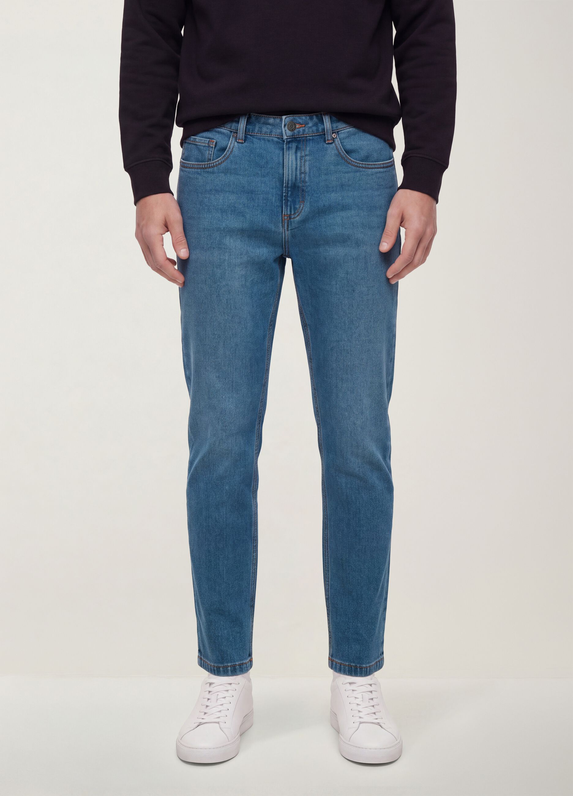 Light blue slim-fit cotton and viscose blend jeans