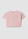 Pink cropped stretch cotton T-shirt with print for girls_1