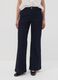 Dark blue high-waisted wide-leg stretch cotton jeans_2