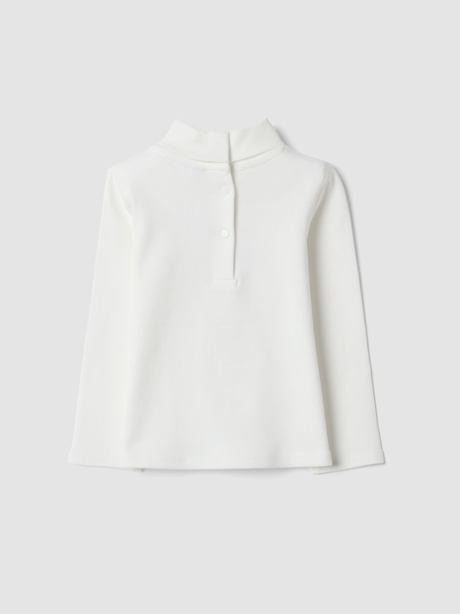 White organic cotton T-shirt with floral print_1