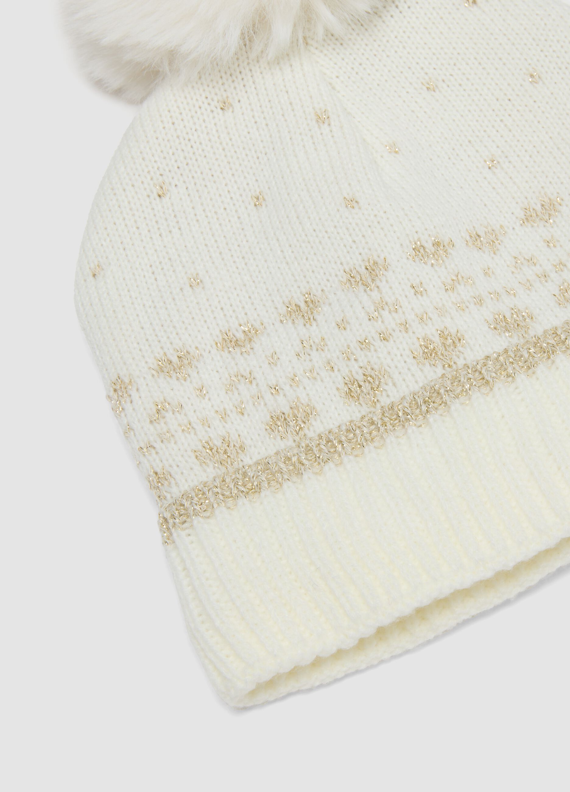 Set cappello e scaldacollo bianco jacquard