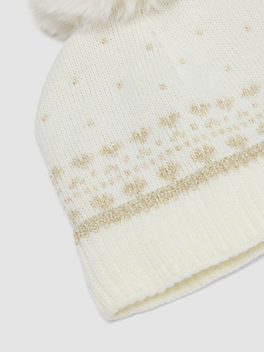 White jacquard hat and snood set_2