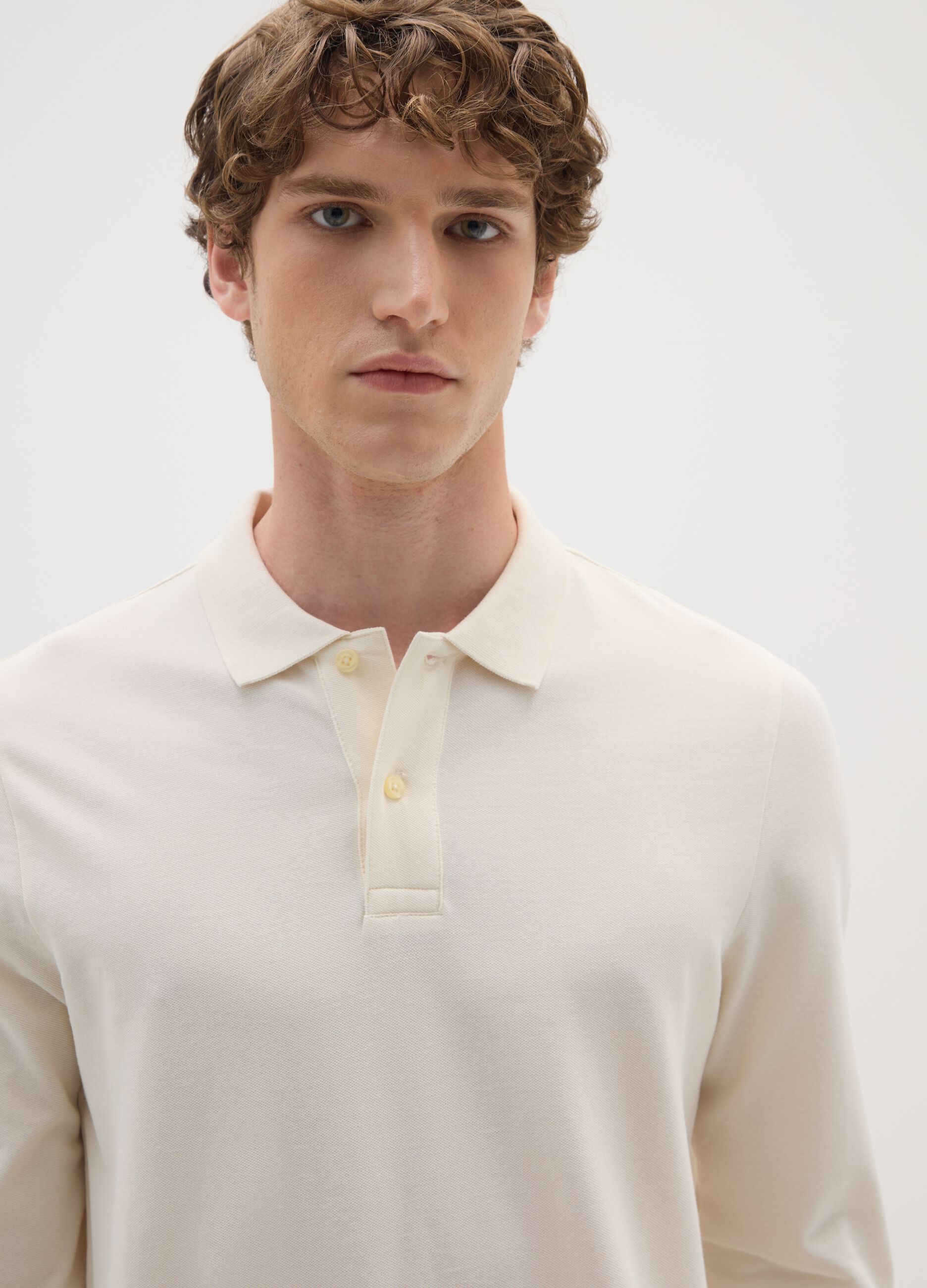 Beige pure cotton polo regular fit