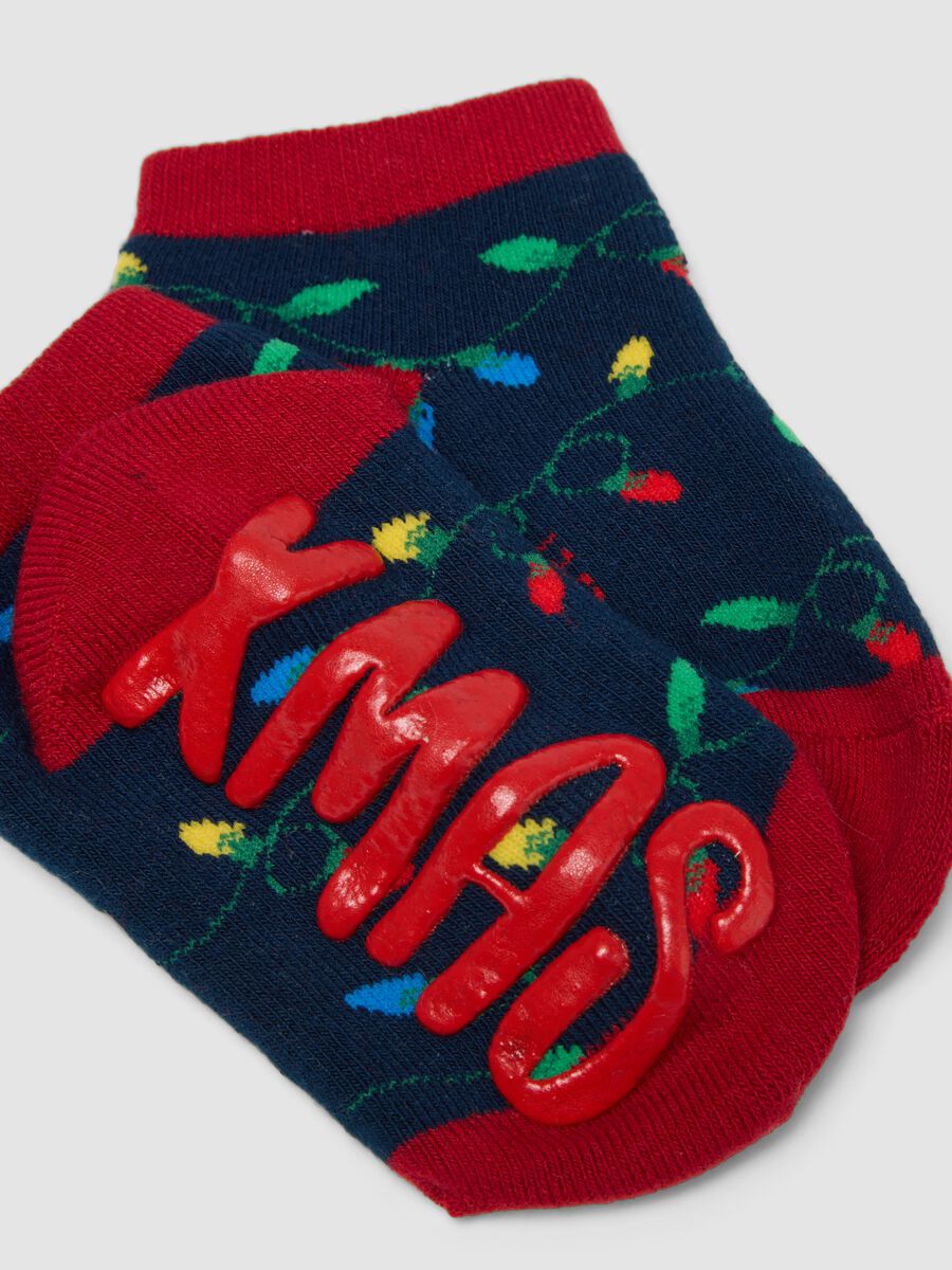 Bipack calze antiscivolo rosse e blu in cotone organico elasticizzato_1