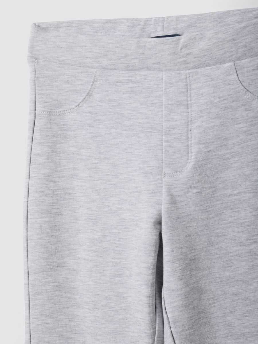 Girls' slim-fit stretch organic cotton grey trousers_2