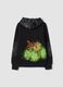 Black cotton-blend hooded sweatshirt with graffiti print, regular fit_1
