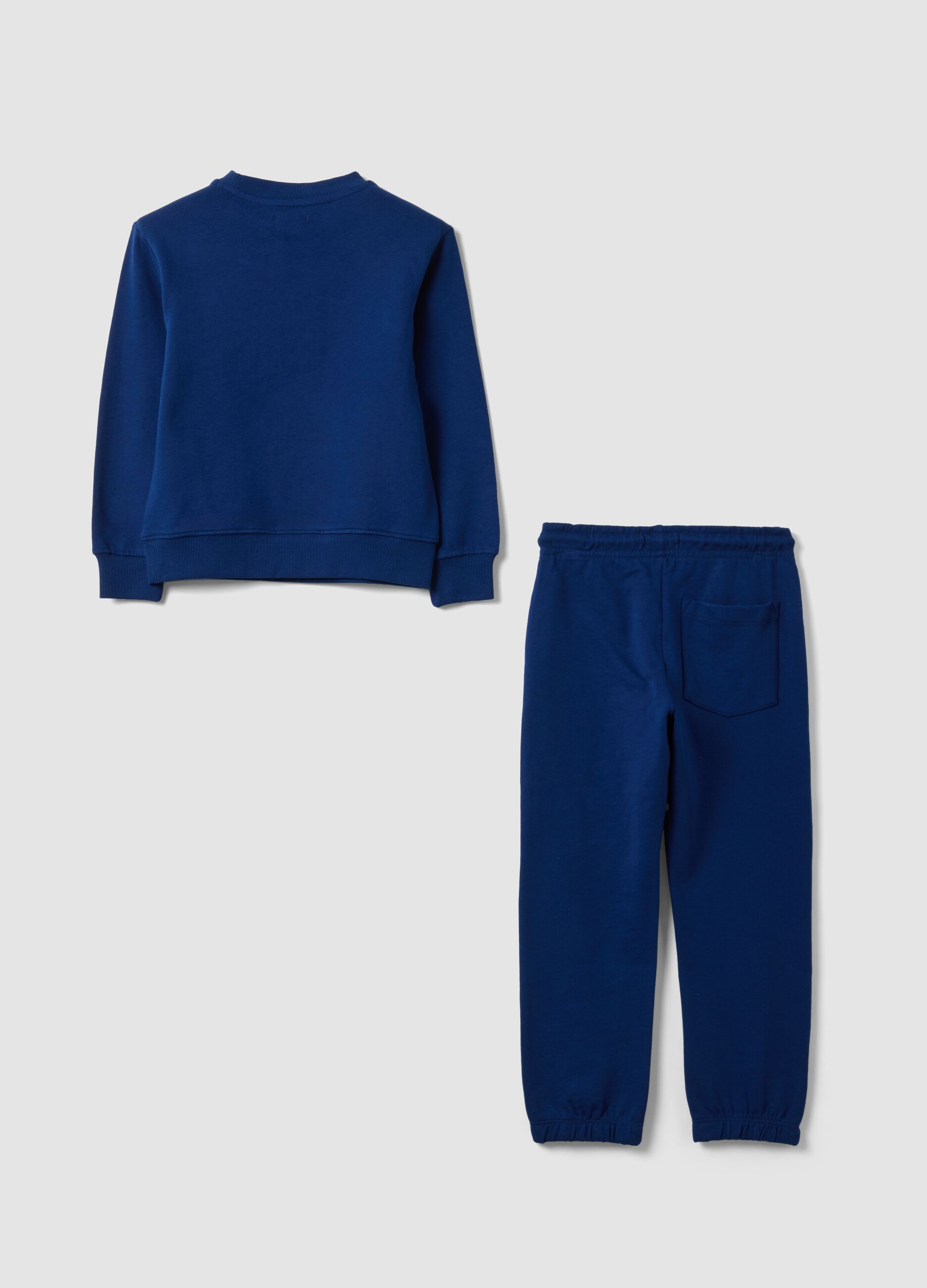 Tuta blu in puro cotone con girocollo