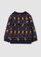 Blue crew-neck jacquard knit jumper, regular fit_1