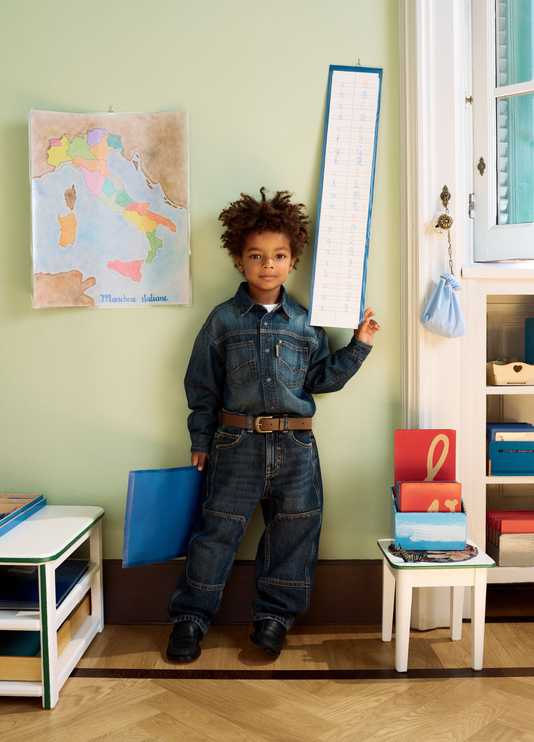 Blue relaxed-fit pure cotton jeans for boys