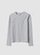 Grey organic cotton and stretch viscose T-shirt with ribbed neckline for girls_4