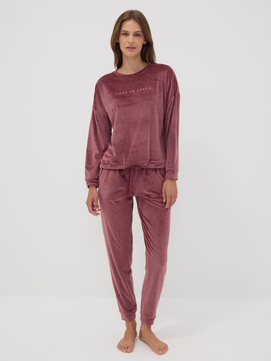 Pink stretch pyjama sweatshirt with star print_0
