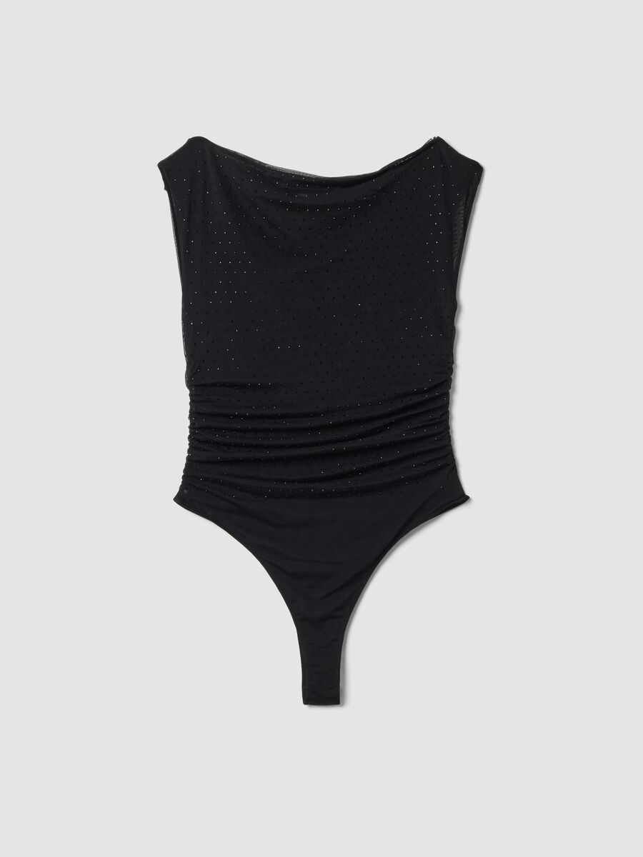 Black stretch bodysuit with rhinestones, fitted_6