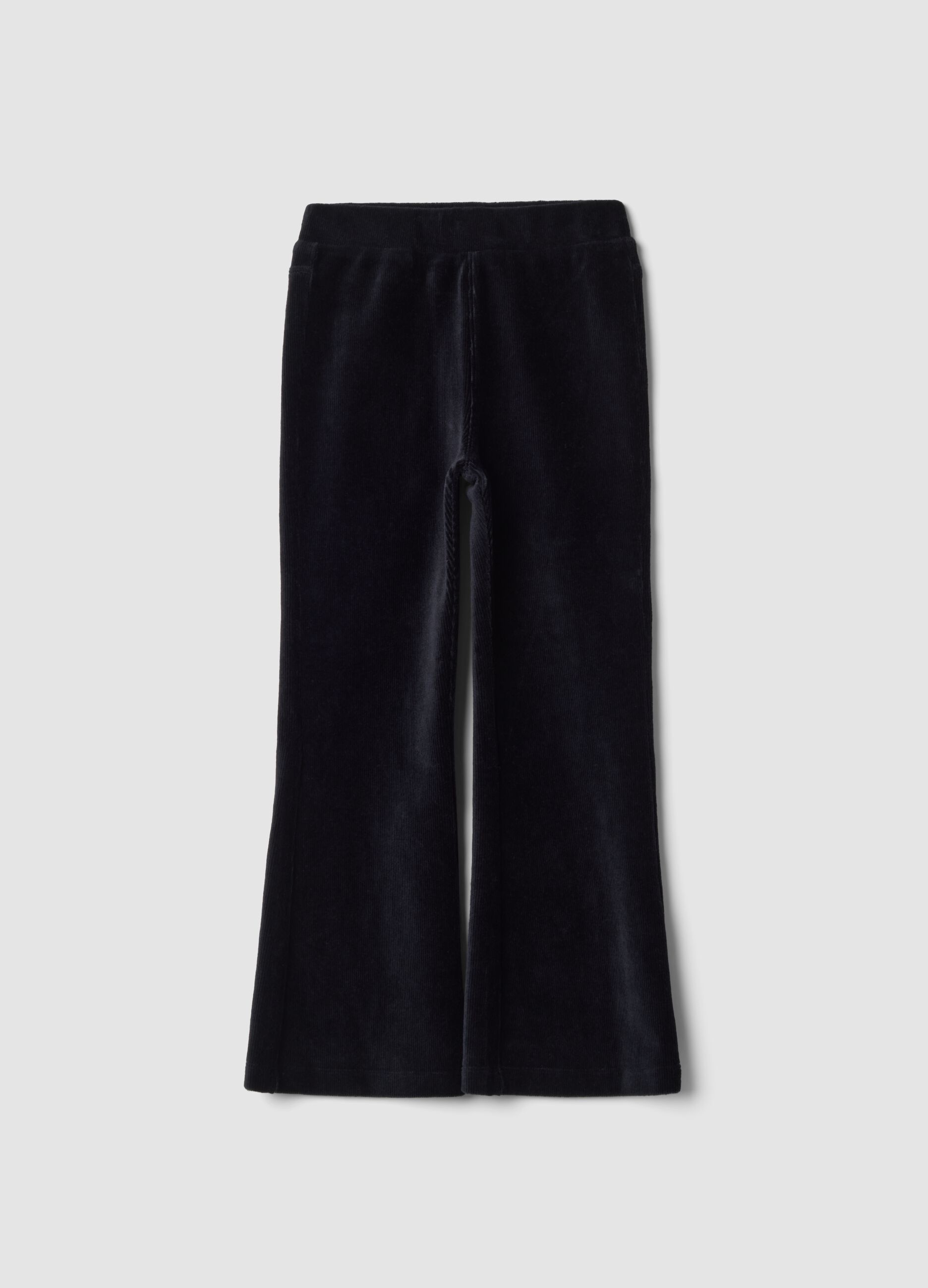Black flared stretch cotton trousers