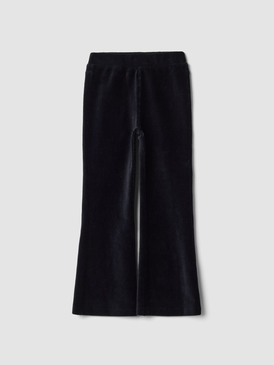 Black flared stretch cotton trousers_0