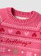 Pink crew-neck jumper with hearts and jacquard pattern, regular fit_3