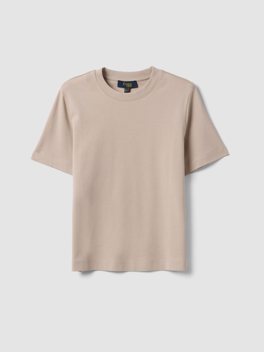 The Iconic Tee relaxed fit beige pure cotton short-sleeve T-shirt_4